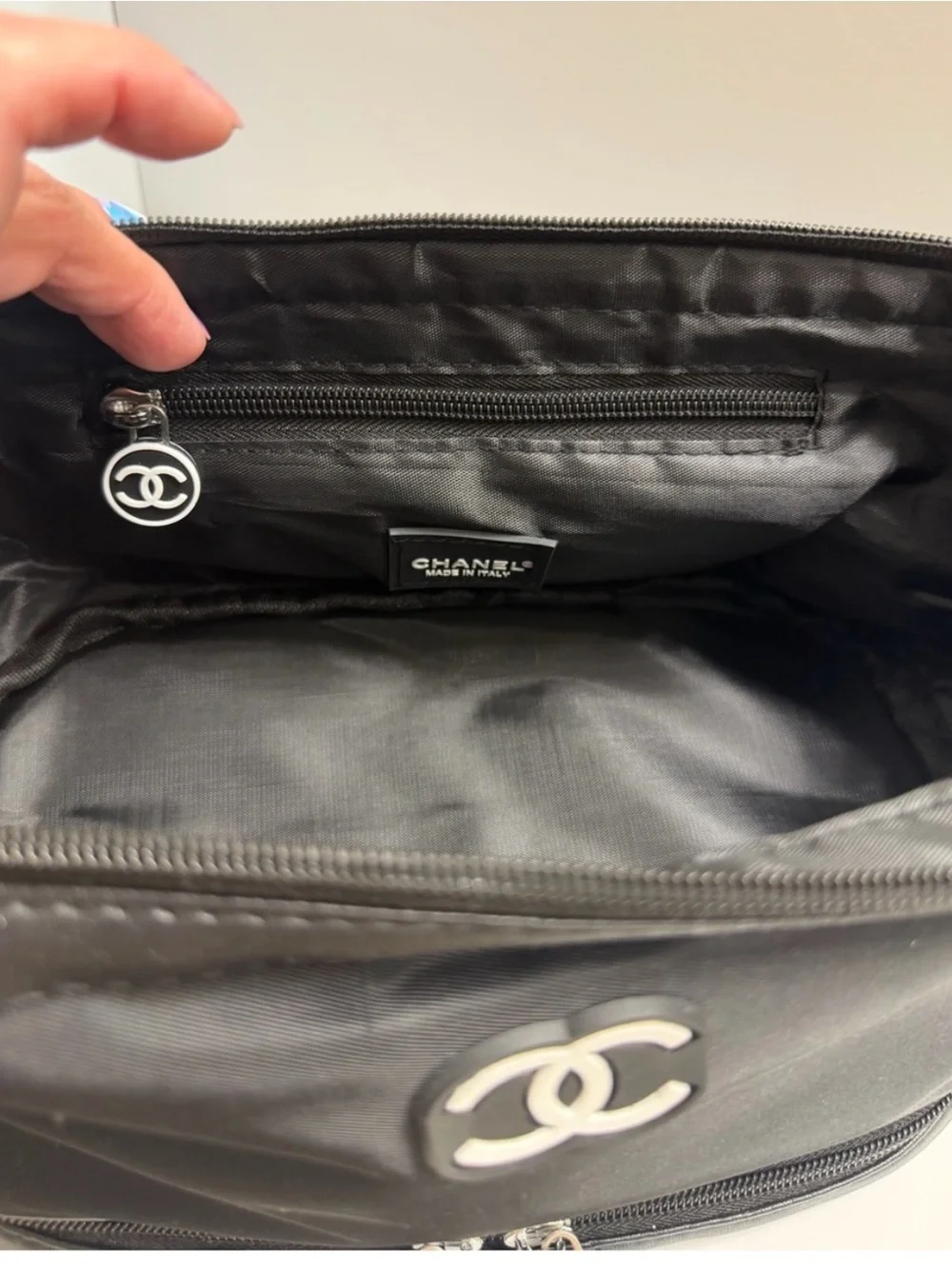CHANEL VIP GWP nylon black cosmetic / essentials bag